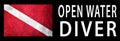 Open Water Diver, Diver Down Flag, Scuba flag Royalty Free Stock Photo