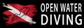 Open Water Diving, Diver Down Flag, Scuba flag Royalty Free Stock Photo