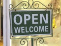 Open welcome vintage plaque Royalty Free Stock Photo