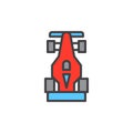 Open wheel racing car filled outline icon