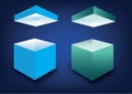 Open white blue gift box  on blue background ,package in vector illustration Royalty Free Stock Photo