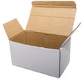 Open white cardboard box isolated background Royalty Free Stock Photo