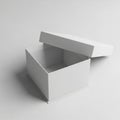 Open White Cardboard Gift Box with Lid Tilted on a Light Gray Background packaging Royalty Free Stock Photo