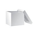 Open White Cardboard Carton Gift Box With Lid. Illustration Isolated On White Background. Mock Up Template Ready Royalty Free Stock Photo