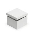 Open White Cardboard Gift Box With Lid Slightly Ajar On White Background present Royalty Free Stock Photo