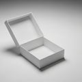Open White Cardboard Gift Box with Lid Tilted on a Light Gray Background empty Royalty Free Stock Photo