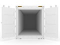 Open white cargo container