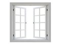 Open white casement windows Royalty Free Stock Photo