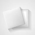 Open white empty gift box on light background. Top view. Template for your presentation, banner or poster. Vector illustration Royalty Free Stock Photo