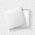 Open white empty gift box on transparent background. Top view. Template for your presentation, banner or poster. Vector Royalty Free Stock Photo