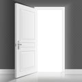 Open white entrance door. Business success vector concept background Royalty Free Stock Photo