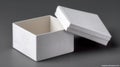 Open white gift box with detached lid on gray background Royalty Free Stock Photo