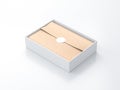 Open White Gift Box Mockup with kraft wrapping paper and sticker