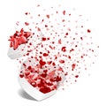 Open white gift present as heart with fly hearts Royalty Free Stock Photo