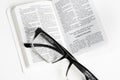 White Pocket Bible With Reading Glasses Royalty Free Stock Photo