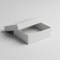 Open white rectangular box with lid slightly ajar on a light gray background image photo Royalty Free Stock Photo