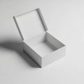 Open White Rectangular Box with Lid Angled Upwards on White Background container packaging Royalty Free Stock Photo