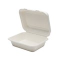 Open white rectangular takeaway container with hinged lid Royalty Free Stock Photo