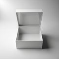 Open White Square Box with Transparent Lid on a White Background container packaging Royalty Free Stock Photo