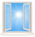 Open window against a white wall Royalty Free Stock Photo