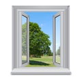 Open window and countryside Royalty Free Stock Photo