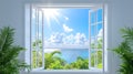 An open window with a gentle breeze, symbolizing freedom, fresh beginnings, and a sense of renewal Royalty Free Stock Photo