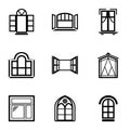Open window icons set, simple style Royalty Free Stock Photo