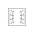 Open window line icon in flat style isolated on white background. For your design, logo. Vector