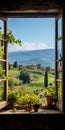 Breathtaking Window View: Italian Landscapes, Vines, And Grandiose Cityscapes