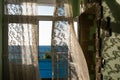 Open window, view of sea. Crimea Royalty Free Stock Photo