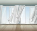 Billowing Curtains Open Window Illustration Royalty Free Stock Photo