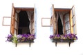 open windows with flowers Royalty Free Stock Photo