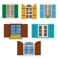 Open windows with shutters Royalty Free Stock Photo