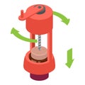 Open wine bottle mechanical corkscrew icon, isometric style