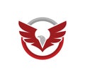 open wing eagle falcon vector logo design