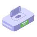Open wipes pack icon, isometric style