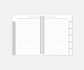 Open wire spiral bound lined notebook, diary with tab dividers - mockup