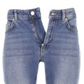 Open women`s blue jeans with zipper Royalty Free Stock Photo