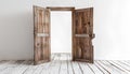 Open wooden door on white background Royalty Free Stock Photo