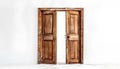 Open wooden door on white background Royalty Free Stock Photo