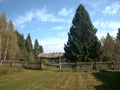 Open wooden gate to the countryside Royalty Free Stock Photo