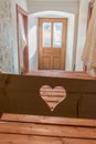 Open Wooden Heart View to the door Royalty Free Stock Photo
