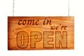 Open wooden sign open Royalty Free Stock Photo