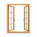 Open wooden window