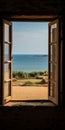 A Majestic Window To The Emerald Beach: A Cinematic Shot In Tuscany