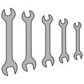 The open wrench set from large to small size vector with stroke