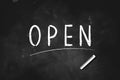 Open written with chalk on blackboard icon logo design vector illustrationOpen written with chalk on blackboard icon logo design Royalty Free Stock Photo