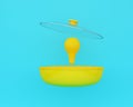 Open yellow cooking pot with yellow light bulbs floating on blue color background. minimal business concept and food idea. An idea Royalty Free Stock Photo