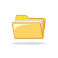 Open yellow file folder with documents or papers inside for organizing information Royalty Free Stock Photo