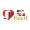 Open your heart with door icon. Flat vector illustration on white background